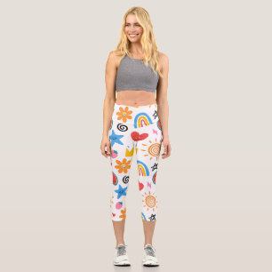 Leggings Capri Dibujos Animados de Verano Patrón Continuo Caprich