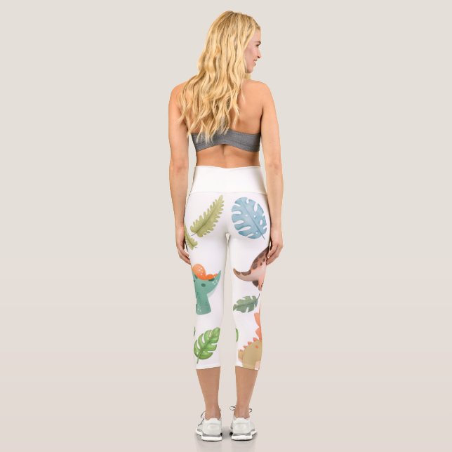 Leggings Capri Dinosaurio verde lindo (Reverso)