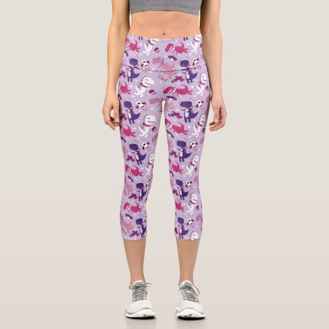 Leggings Capri Dinosaurios Espaciales, Dinosaurios Cutos, Estrell (Anverso)
