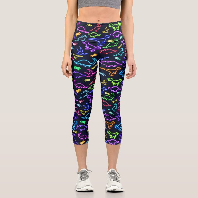 Leggings Capri Dinosaurios neones (Anverso)