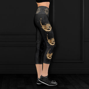 Leggings Capri Diosa zodiaca Astrología de Capricornio de Oro C