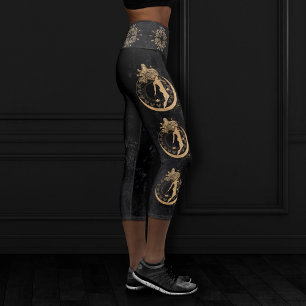 Leggings Capri Diosa zodiaca   Astrología de la lira dorada cósmi