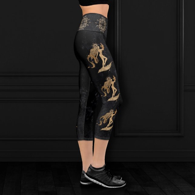 Leggings Capri Diosa zodiaca | Astrología de la Virgo del Oro Cós (Subido por el creador)