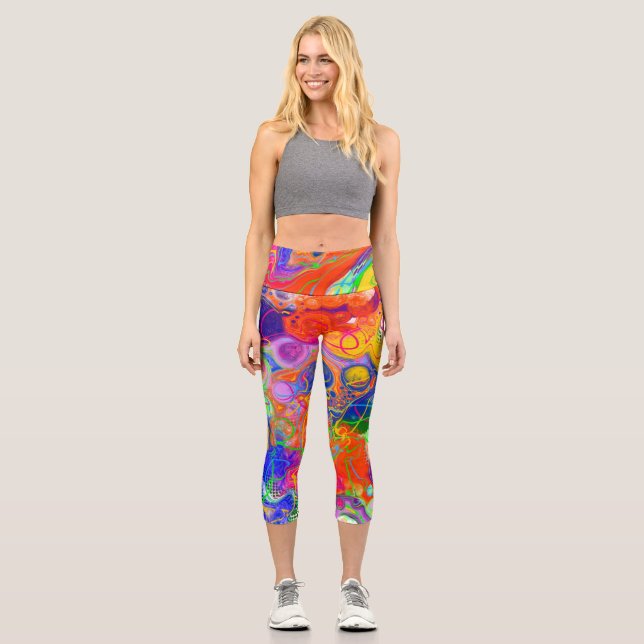 Leggings Capri Disco Ball Electricidad Fluid Art (Anverso)