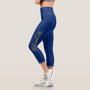 Leggings Capri Diseña tu propio nombre en azul marino elegante