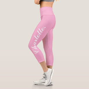 Leggings Capri Diseña tu propio nombre en rosa claro elegante