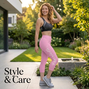 Leggings Capri Diseña tu propio nombre en rosa claro elegante