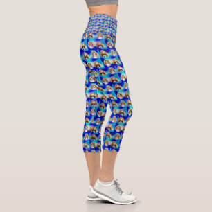 Leggings Capri Diseño abstracto azul de Cavalier Spaniel,