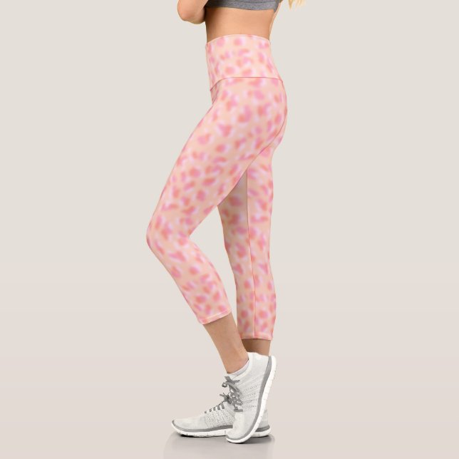 Leggings Capri Diseño abstracto moderno coral rosa (Izquierda)