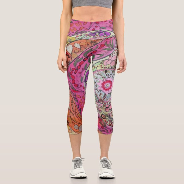 Leggings Capri Diseño alegre (Anverso)