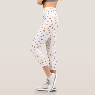 Leggings Capri Diseño blanco confetti con el dorado crudo