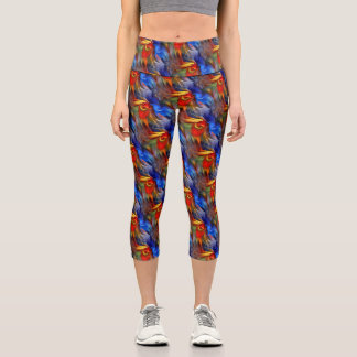 Leggings Capri Diseño de arte abstracto colorido