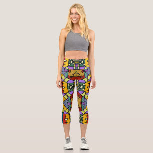 Leggings Capri Diseño de caja cuadrada geométrica de mosaico