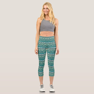 Leggings Capri Diseño de diseño verde puro diseño de patrones azt