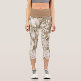 Leggings Capri Diseño de encaje de vintage de Capris de alta capt