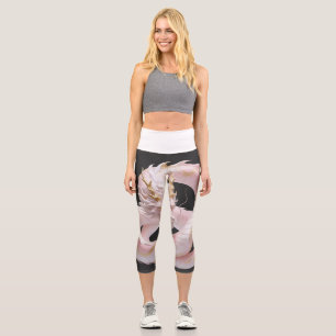 Leggings Capri Diseño de fantasía de dragón de oro blanco chino c