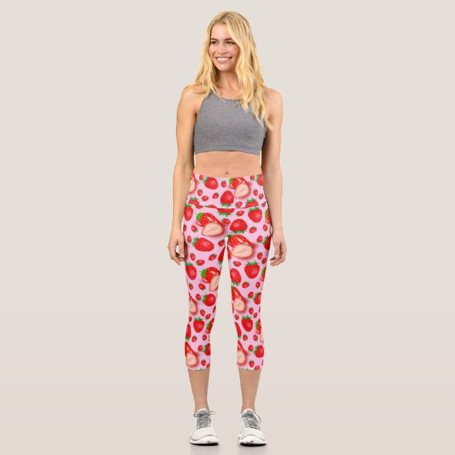 Leggings Capri Diseño de fresa (Anverso)