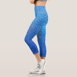 Leggings Capri Diseño De Hielo En Azul Metalizado
