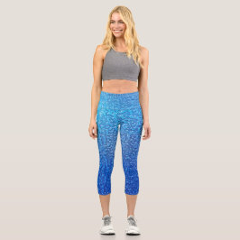 Leggings Capri Diseño De Hielo En Azul Metalizado