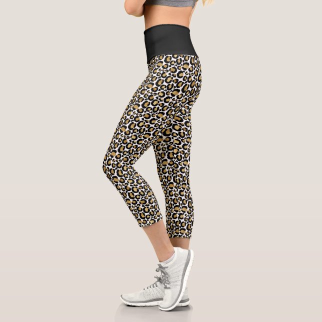 Leggings Capri Diseño de impresión de leopardo (Izquierda)