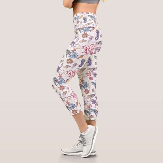 Leggings Capri Diseño de la serie de composición de acuarela suba (Izquierda)