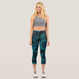 Leggings Capri Diseño de la serie de galaxias verde azuladas 4
