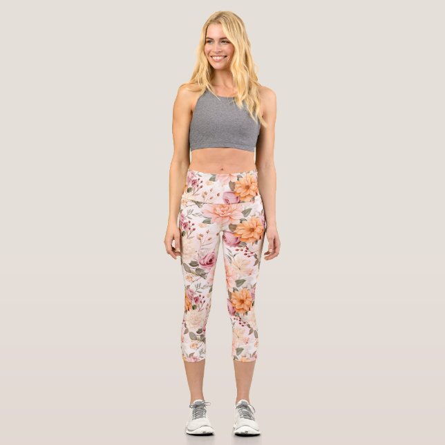 Leggings Capri Diseño de la serie floral otoño 2 (Anverso)