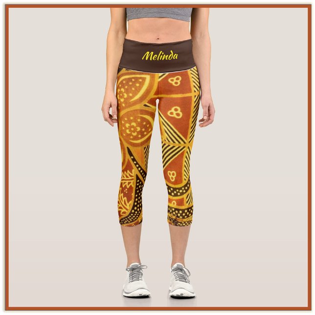 Leggings Capri Diseño de los tonos de la tierra de Boho Batik (Subido por el creador)