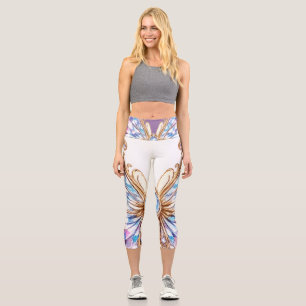 Leggings Capri Diseño de Mariposa de Cristal Brillante