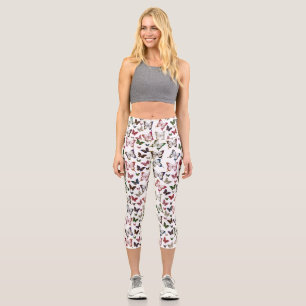 Leggings Capri Diseño de mariposa de primavera divertida y colori