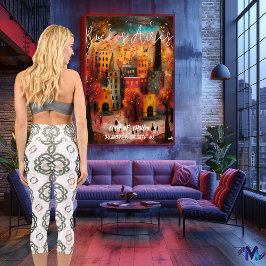 Leggings Capri Diseño de nudos celtas en olivo, Tan y verde