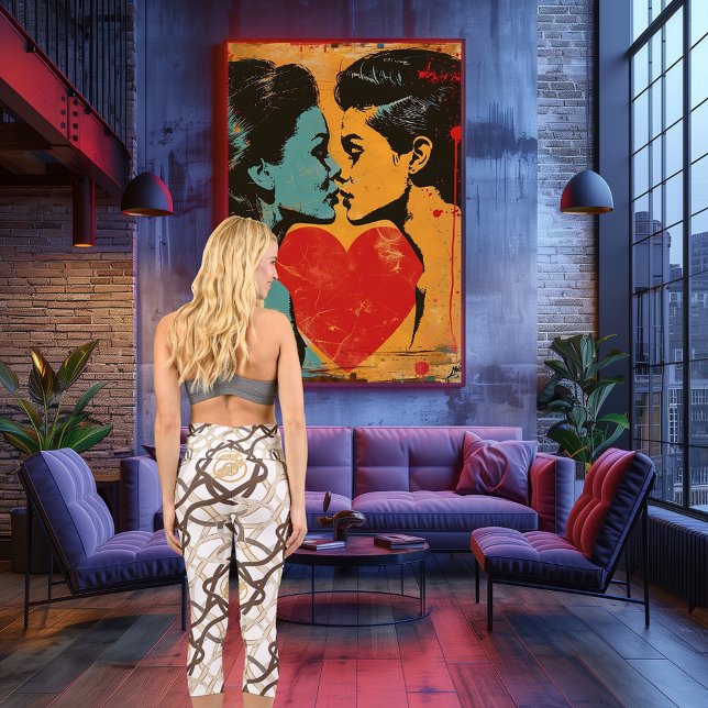 Leggings Capri Diseño de nudos celtas modernos, acentos marrones  (Subido por el creador)