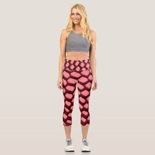 Leggings Capri Diseño de panal rojo en las leggantas capri