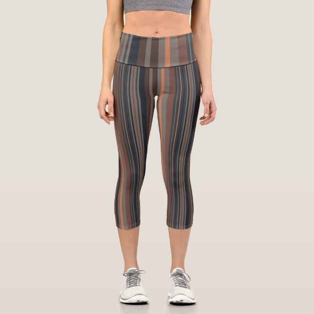 Leggings Capri Diseño de rayas de bosques de bosque oscuro (Anverso)