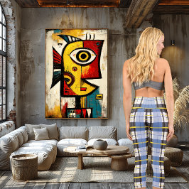 Leggings Capri Diseño de Tartán Azul y Amarillo de la Herencia Es