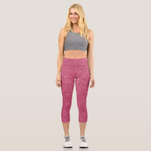 Leggings Capri Diseño de tela trenzada rosa sobre capris