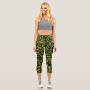 Leggings Capri Diseño de textura de mármol verde y dorado de Gran
