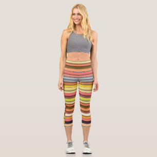 Leggings Capri Diseño de tiras geométricas de varios colores