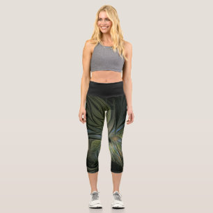 Leggings Capri Diseño fantástico con fondo negro con color fresco