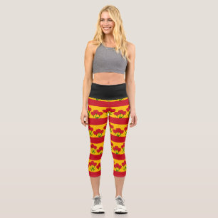 Leggings Capri Diseño floral de carnación roja en colores de band
