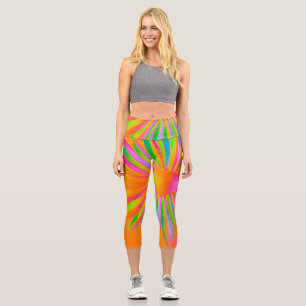 LEGGINGS CAPRI DISEÑO FLORAL DE FANTASÍA DE COLOR MULTI INCENDIO