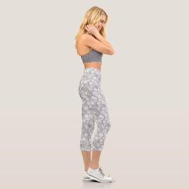 Leggings Capri Diseño floral gris plateado