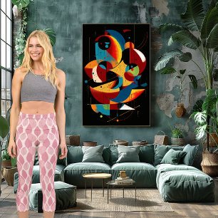 Leggings Capri Diseño geométrico rosado con texto y logotipo Pers