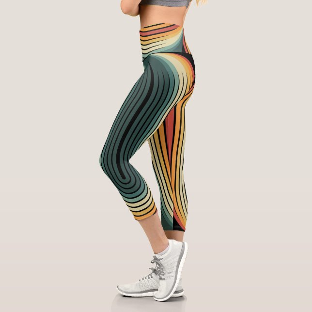 Leggings Capri Diseño geométrico tropical de vaporwave retro 80 (Izquierda)