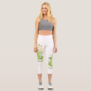 Leggings Capri Diseño Kawaii de Jugo de Lime Fresco y Gato Cuto