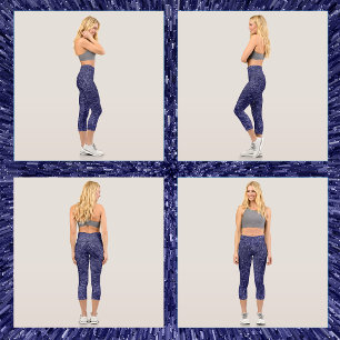 Leggings Capri Diseño moderno y chic en azul oscuro, efecto brill
