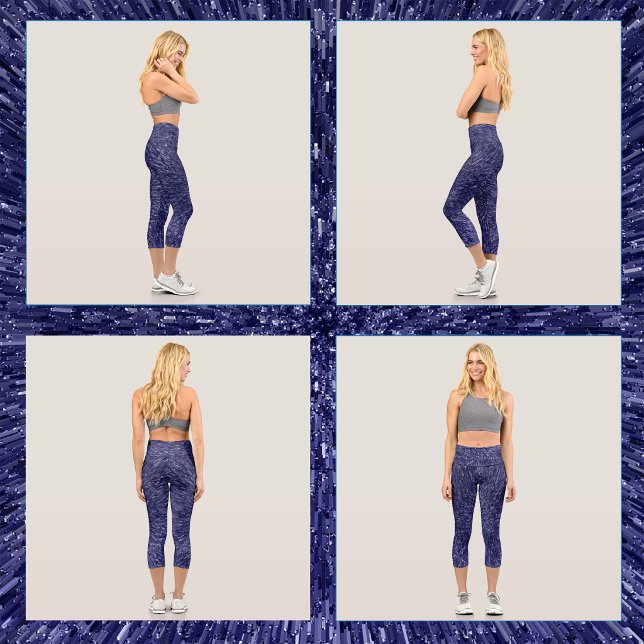 Leggings Capri Diseño moderno y chic en azul oscuro, efecto brill (Subido por el creador)