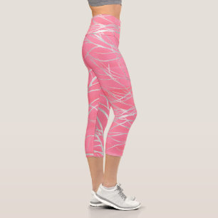 Leggings Capri Diseño rosa minimo de silueta de árbol plateado