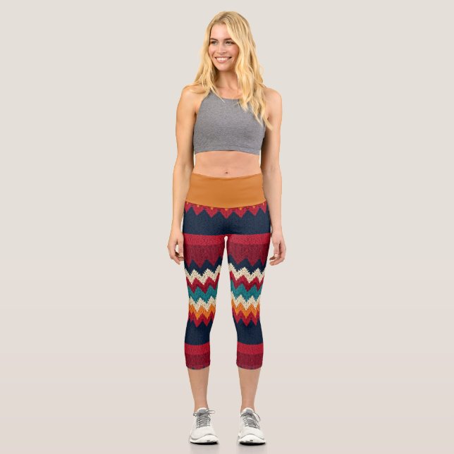 Leggings Capri diseños de zigzag chevron (Anverso)