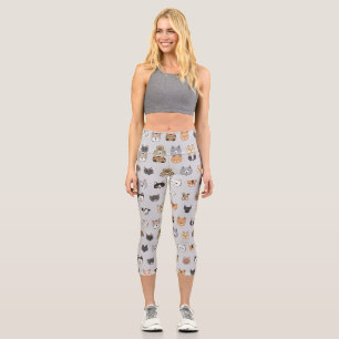 Leggings Capri Diversión animal: perros gatos mezcla de doodle